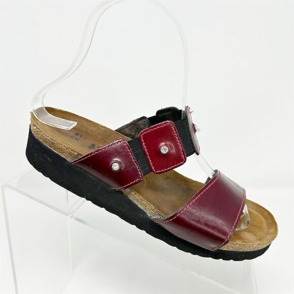 Naot Shoes - Naot Women's Red Slip-On Wedge Sandals Size 6 Casual Double Stretchy Strap